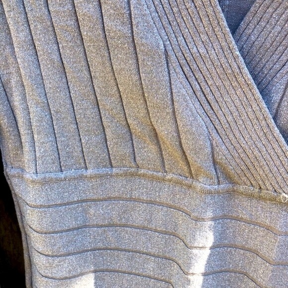 Silver Glitter V-Neck Top NWOT - Picture 4 of 4